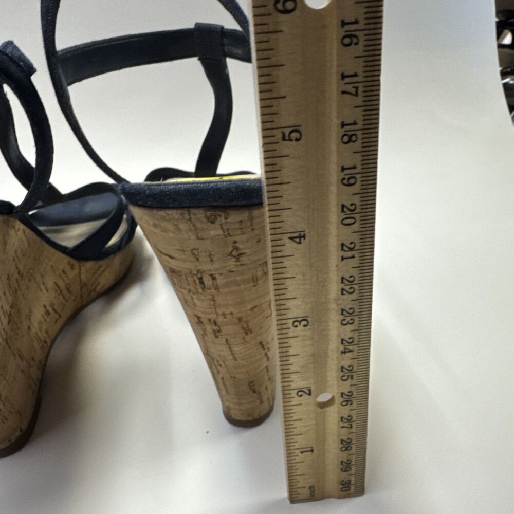 Jessica Simpson  Denim & Cork Wedge Sandals Blue Size 9 Strappy Cork. - Picture 5 of 9